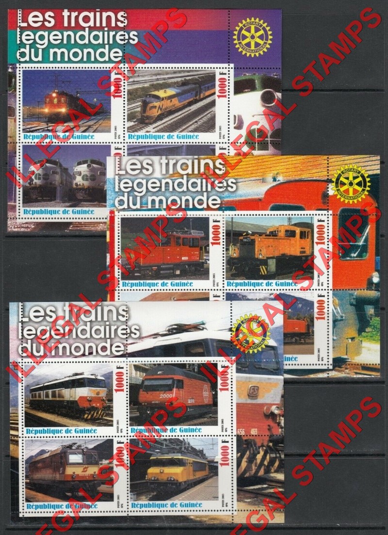 Guinea Republic 2003 Trains Locomotives Illegal Stamp Souvenir Sheets of 4 (Part 3)