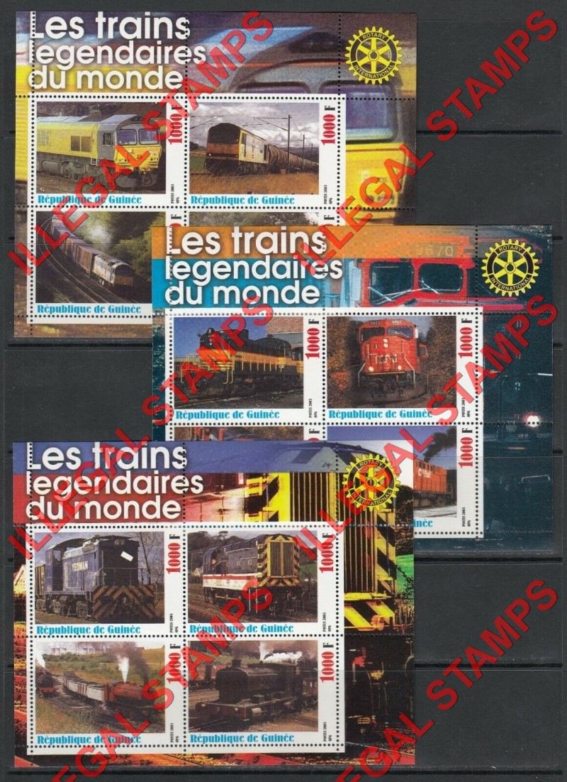 Guinea Republic 2003 Trains Locomotives Illegal Stamp Souvenir Sheets of 4 (Part 4)