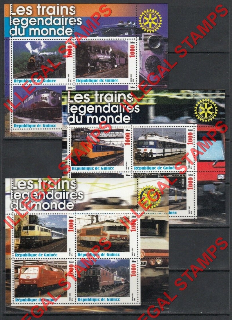 Guinea Republic 2003 Trains Locomotives Illegal Stamp Souvenir Sheets of 4 (Part 5)
