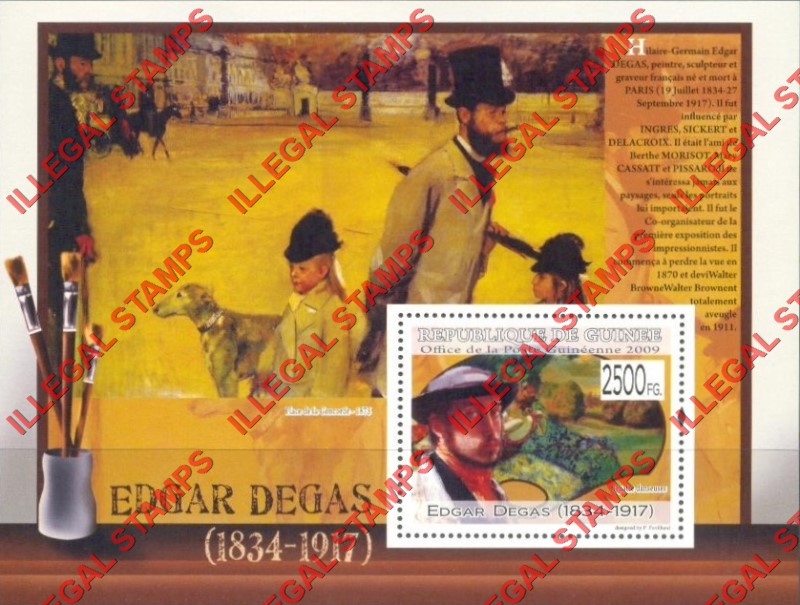 Guinea Republic 2009 Paintings Art by Edgar Degas Illegal Stamp Souvenir Sheet of 1