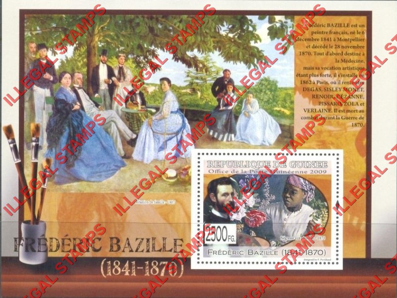 Guinea Republic 2009 Paintings Art by Frederic Bazille Illegal Stamp Souvenir Sheet of 1