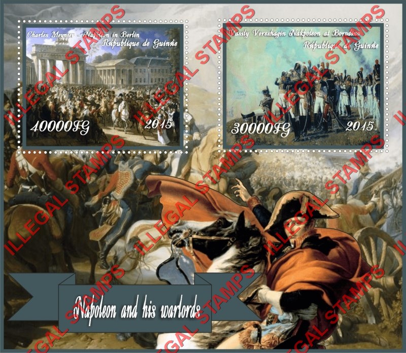 Guinea Republic 2015 Napoleon and His Warlords Illegal Stamp Souvenir Sheet of 2
