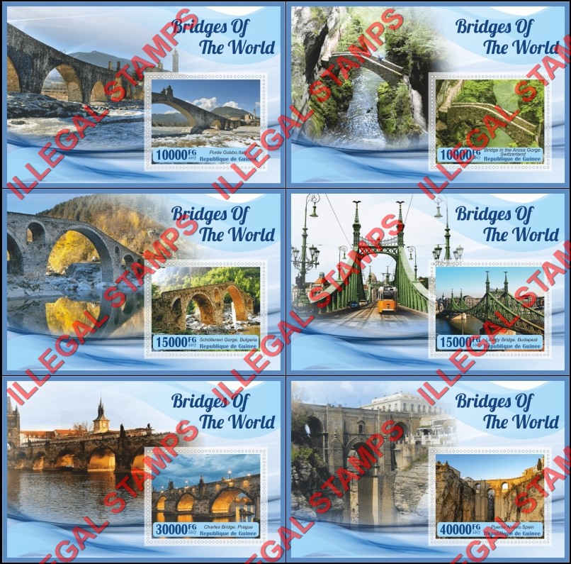 Guinea Republic 2017 Bridges (different) Illegal Stamp Souvenir Sheets of 1