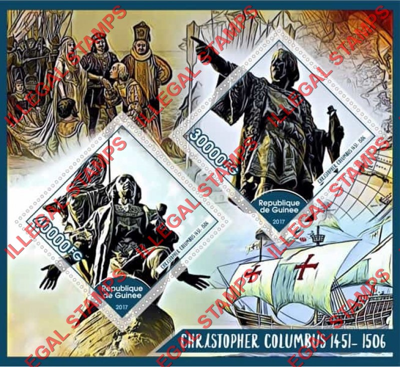 Guinea Republic 2017 Christopher Columbus Illegal Stamp Souvenir Sheet of 2