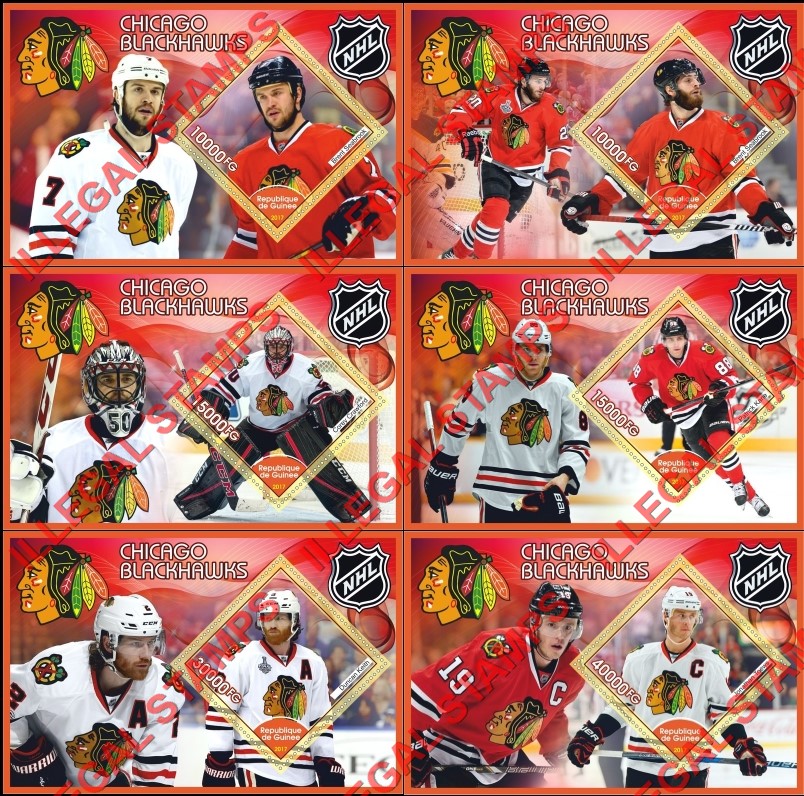 Guinea Republic 2017 Ice Hockey Chicago Blackhawks Illegal Stamp Souvenir Sheets of 1