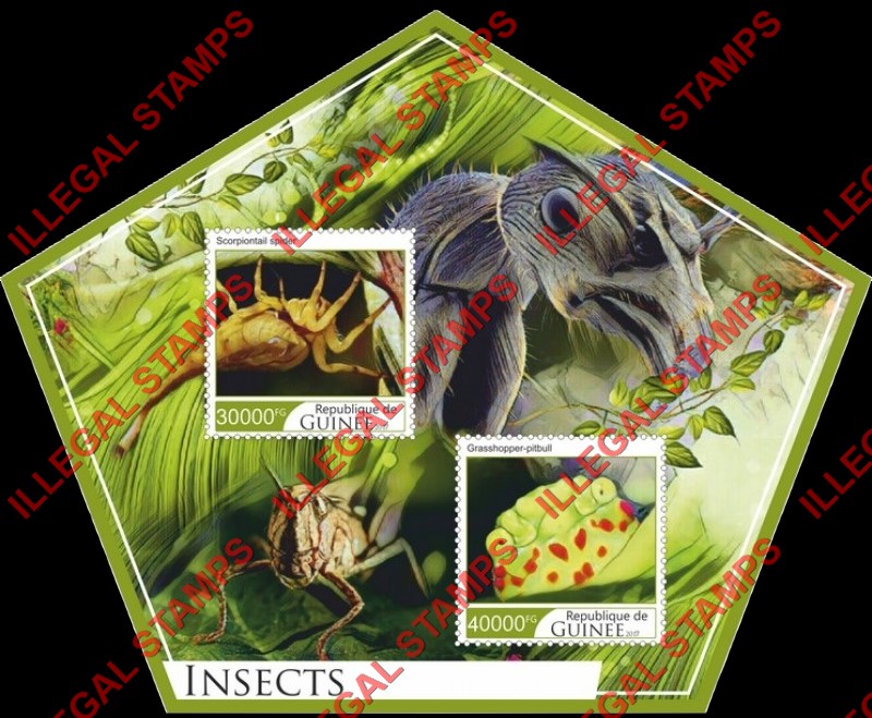 Guinea Republic 2017 Insects (different a) Illegal Stamp Souvenir Sheet of 2