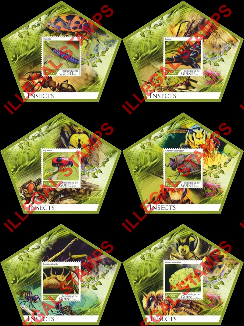 Guinea Republic 2017 Insects (different a) Illegal Stamp Souvenir Sheets of 1