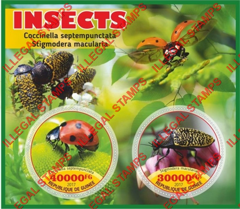 Guinea Republic 2017 Insects (different) Illegal Stamp Souvenir Sheet of 2