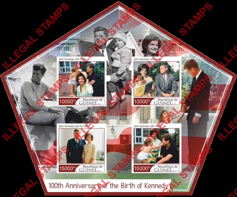 Guinea Republic 2017 John F. Kennedy (different) Illegal Stamp Souvenir Sheet of 4