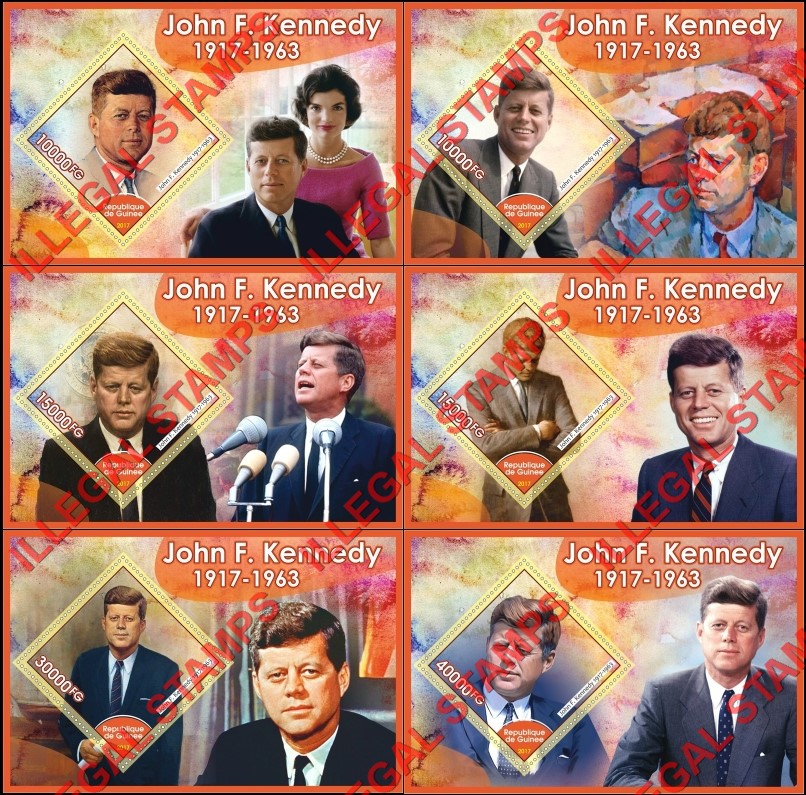 Guinea Republic 2017 John F. Kennedy Illegal Stamp Souvenir Sheets of 1