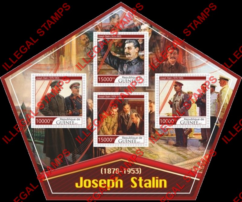 Guinea Republic 2017 Joseph Stalin Illegal Stamp Souvenir Sheet of 4
