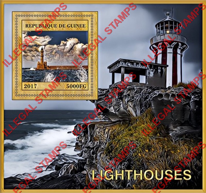 Guinea Republic 2017 Lighthouses (different) Illegal Stamp Souvenir Sheet of 1
