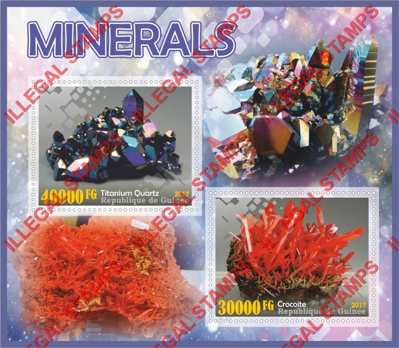 Guinea Republic 2017 Minerals Illegal Stamp Souvenir Sheet of 2