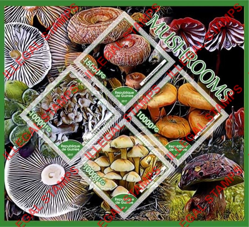 Guinea Republic 2017 Mushrooms Illegal Stamp Souvenir Sheet of 4