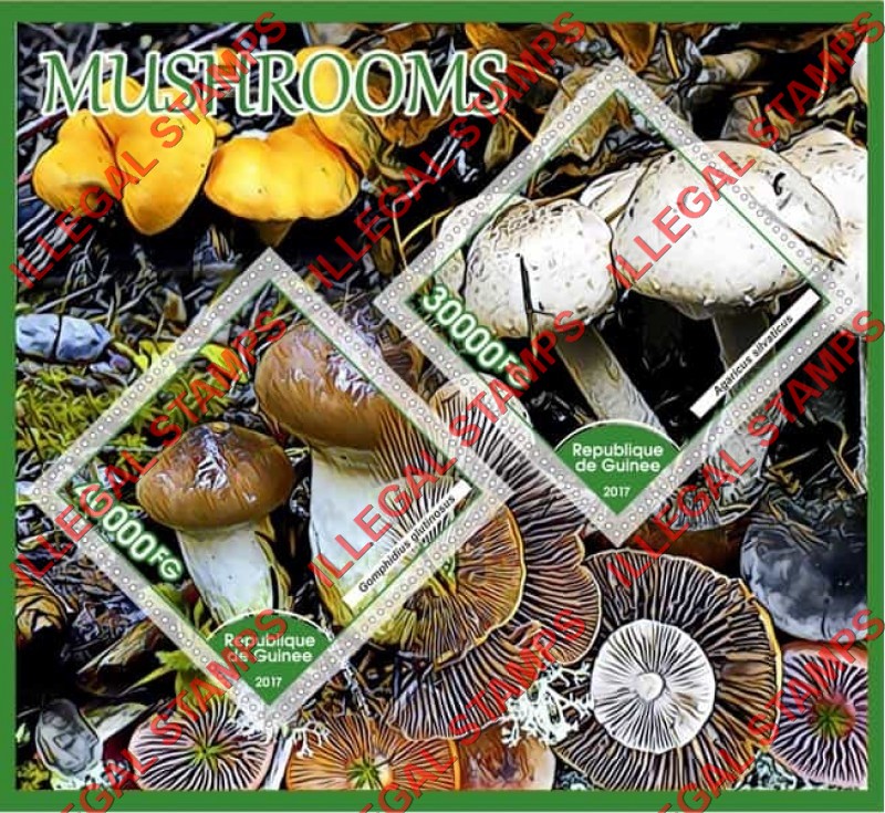 Guinea Republic 2017 Mushrooms Illegal Stamp Souvenir Sheet of 2