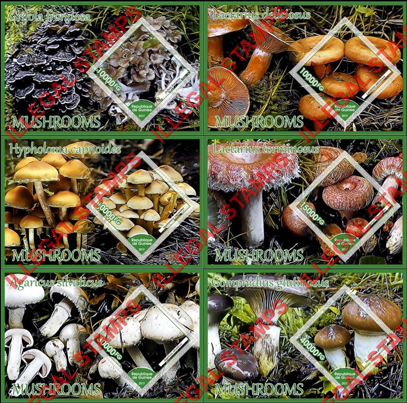 Guinea Republic 2017 Mushrooms Illegal Stamp Souvenir Sheets of 1