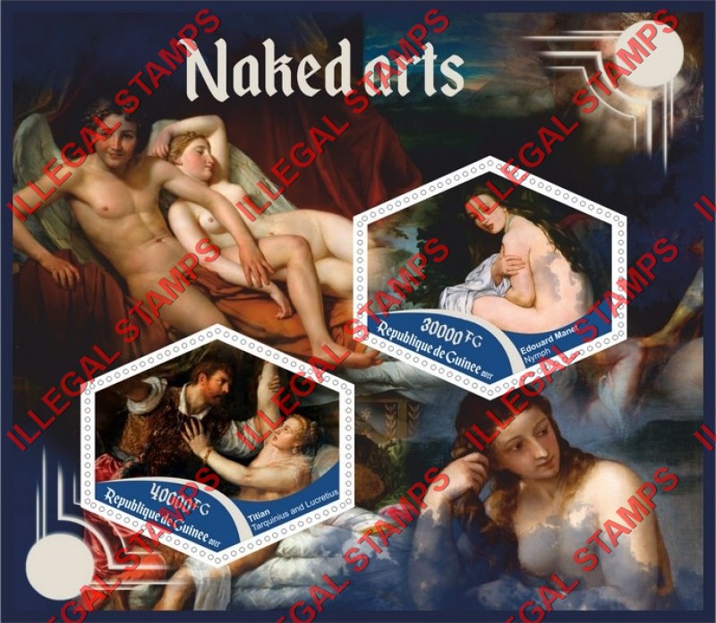 Guinea Republic 2017 Naked Arts Illegal Stamp Souvenir Sheet of 2