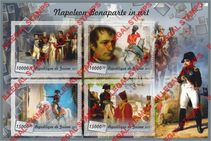 Guinea Republic 2017 Napoleon Bonaparte in Art Illegal Stamp Souvenir Sheet of 4