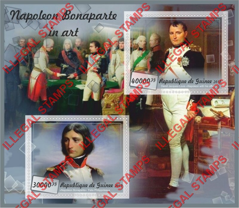 Guinea Republic 2017 Napoleon Bonaparte in Art Illegal Stamp Souvenir Sheet of 2
