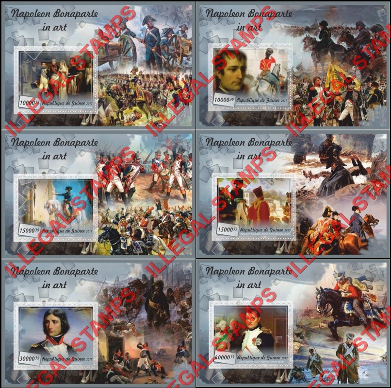 Guinea Republic 2017 Napoleon Bonaparte in Art Illegal Stamp Souvenir Sheets of 1