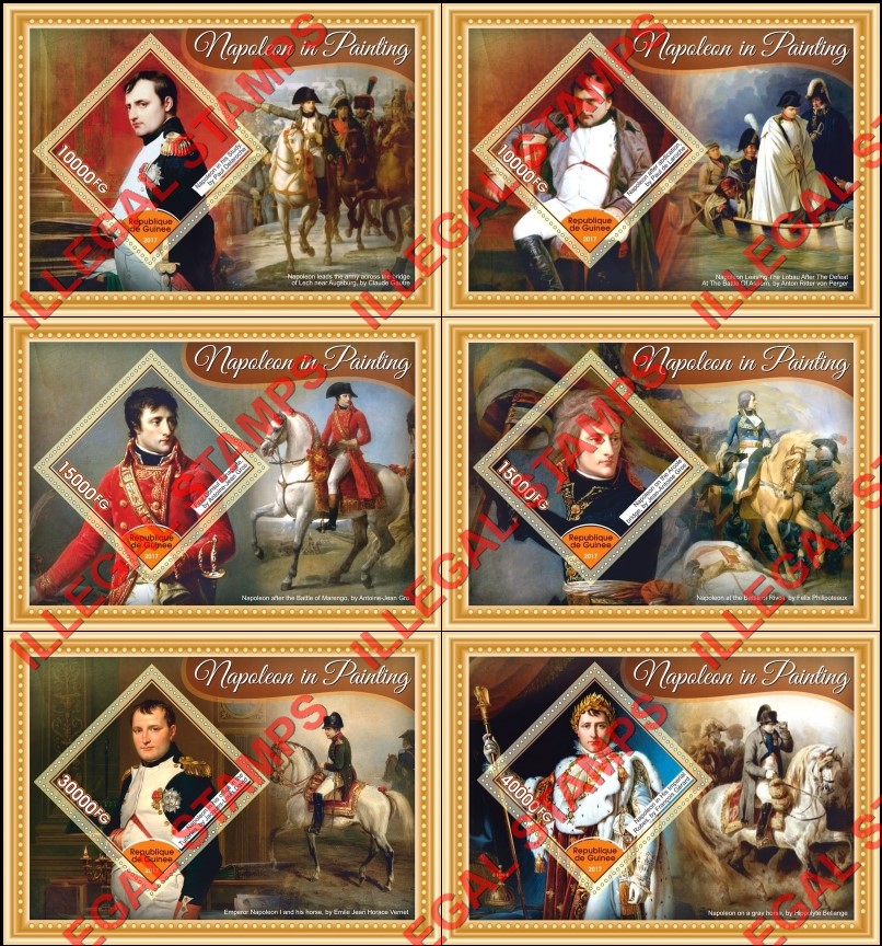 Guinea Republic 2017 Napoleon Bonaparte in Painting Illegal Stamp Souvenir Sheets of 1