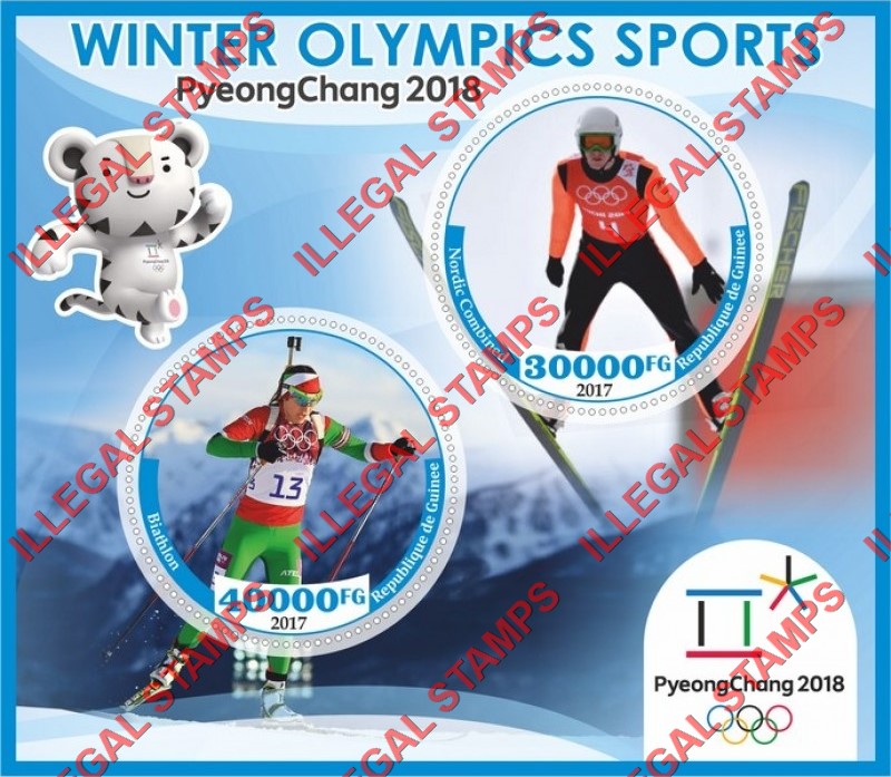 Guinea Republic 2017 Olympic Games in PyeongChang in 2018 (different) Illegal Stamp Souvenir Sheet of 2