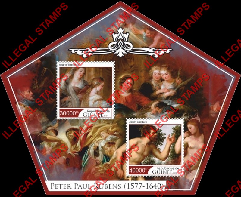 Guinea Republic 2017 Paintings by Peter Paul Rubens Illegal Stamp Souvenir Sheet of 2