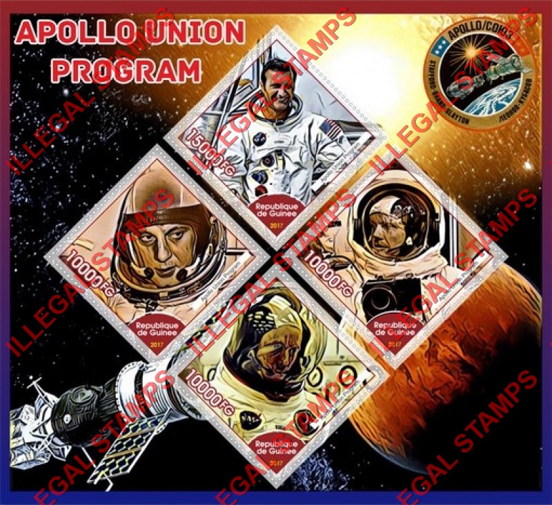 Guinea Republic 2017 Space Apollo Union Program Illegal Stamp Souvenir Sheet of 4