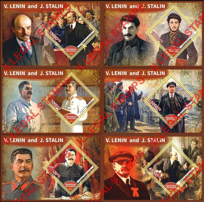 Guinea Republic 2017 Stalin and Lenin (different) Illegal Stamp Souvenir Sheets of 1