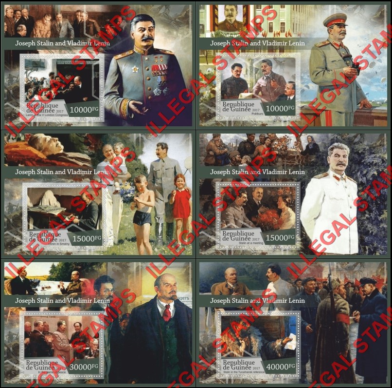 Guinea Republic 2017 Stalin and Lenin Illegal Stamp Souvenir Sheets of 1