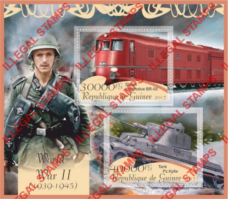Guinea Republic 2017 World War II Illegal Stamp Souvenir Sheet of 2