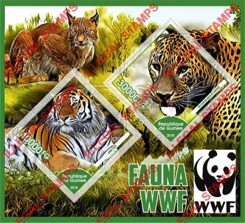 Guinea Republic 2018 Fauna WWF (World Wildlife Foundation) Illegal Stamp Souvenir Sheet of 2