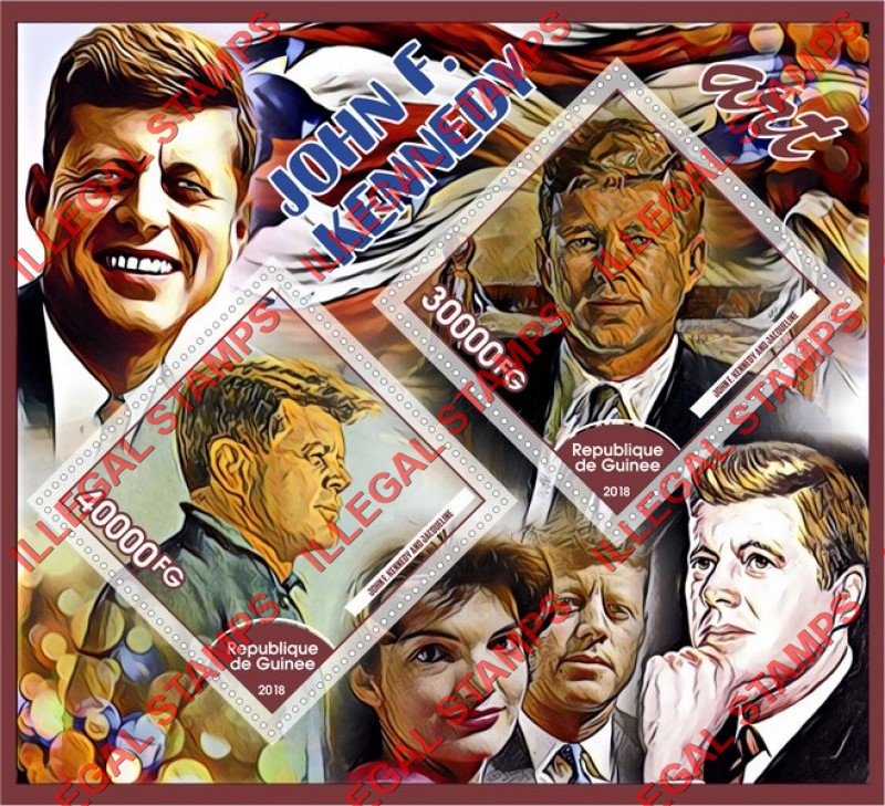 Guinea Republic 2018 John F. Kennedy (different) Illegal Stamp Souvenir Sheet of 2