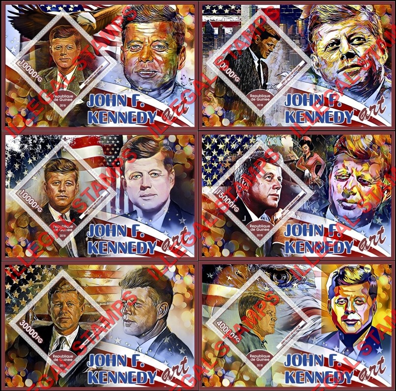 Guinea Republic 2018 John F. Kennedy (different) Illegal Stamp Souvenir Sheets of 1