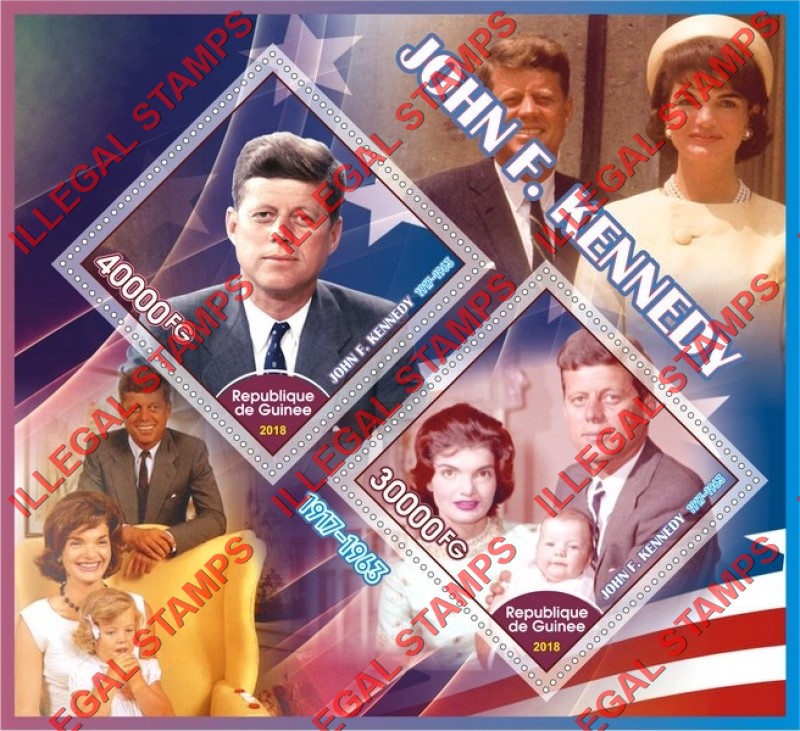 Guinea Republic 2018 John F. Kennedy Illegal Stamp Souvenir Sheet of 2