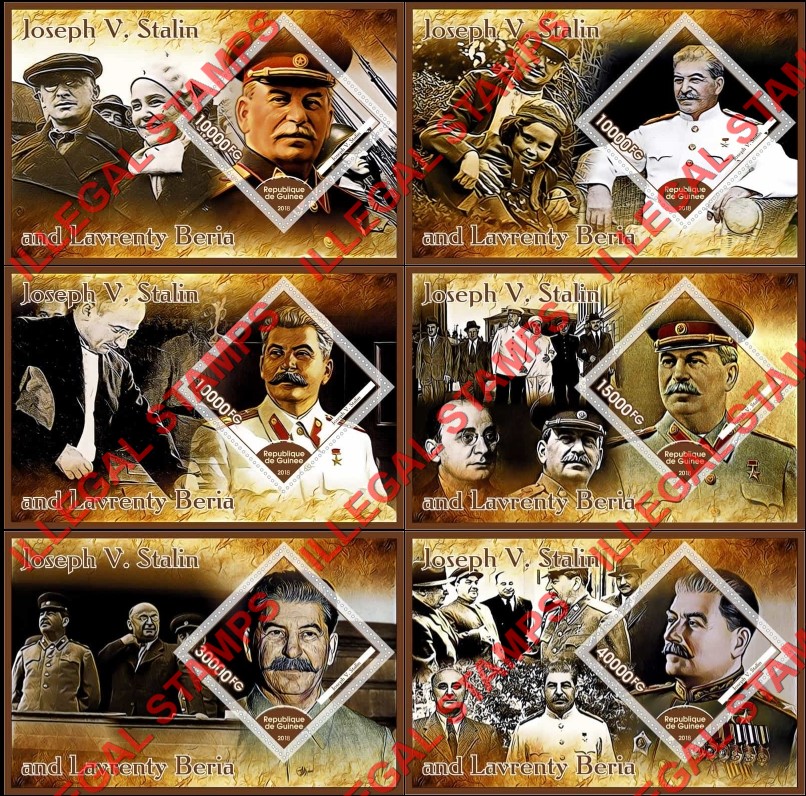 Guinea Republic 2018 Joseph Stalin and Lavrenty Beria Illegal Stamp Souvenir Sheets of 1