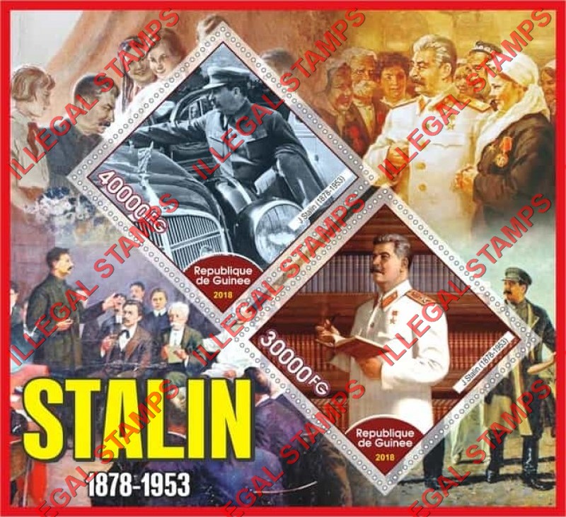 Guinea Republic 2018 Joseph Stalin (different) Illegal Stamp Souvenir Sheet of 2
