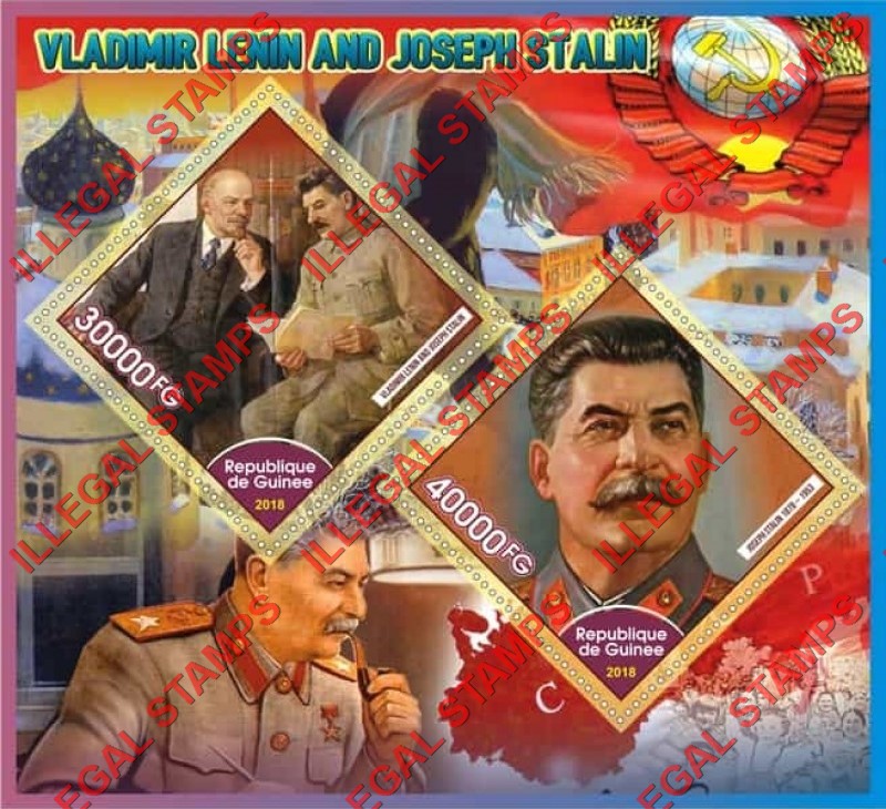 Guinea Republic 2018 Lenin and Stalin (different a) Illegal Stamp Souvenir Sheet of 2
