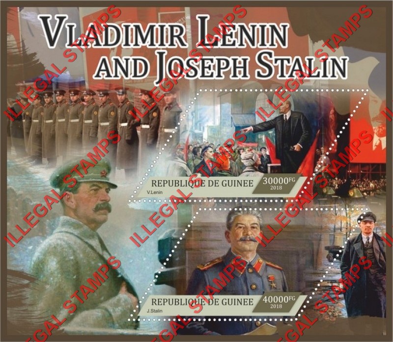 Guinea Republic 2018 Lenin and Stalin Illegal Stamp Souvenir Sheet of 2