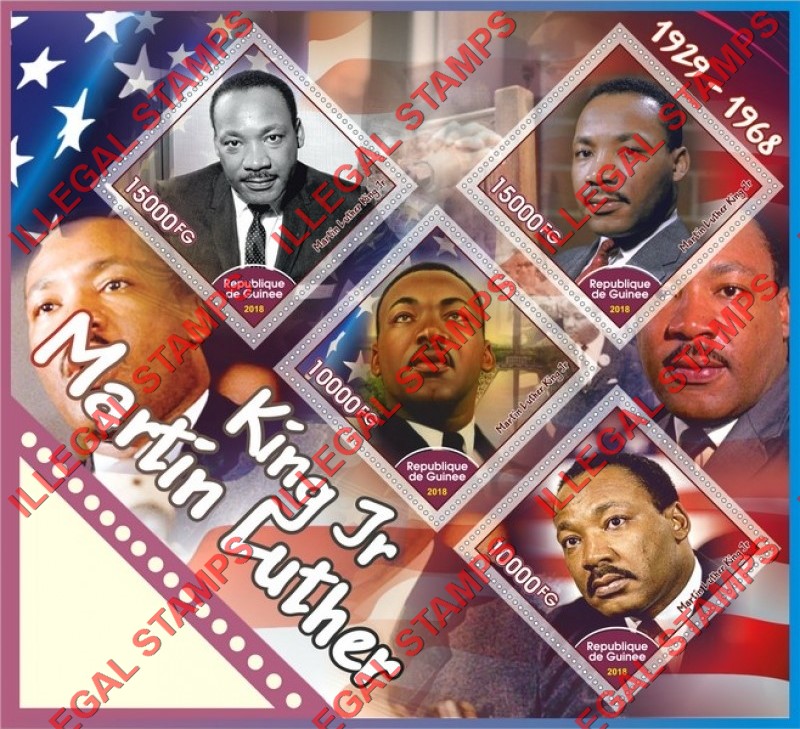 Guinea Republic 2018 Martin Luther King (different) Illegal Stamp Souvenir Sheet of 4