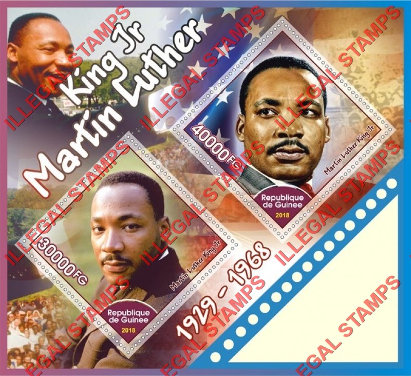 Guinea Republic 2018 Martin Luther King (different) Illegal Stamp Souvenir Sheet of 2