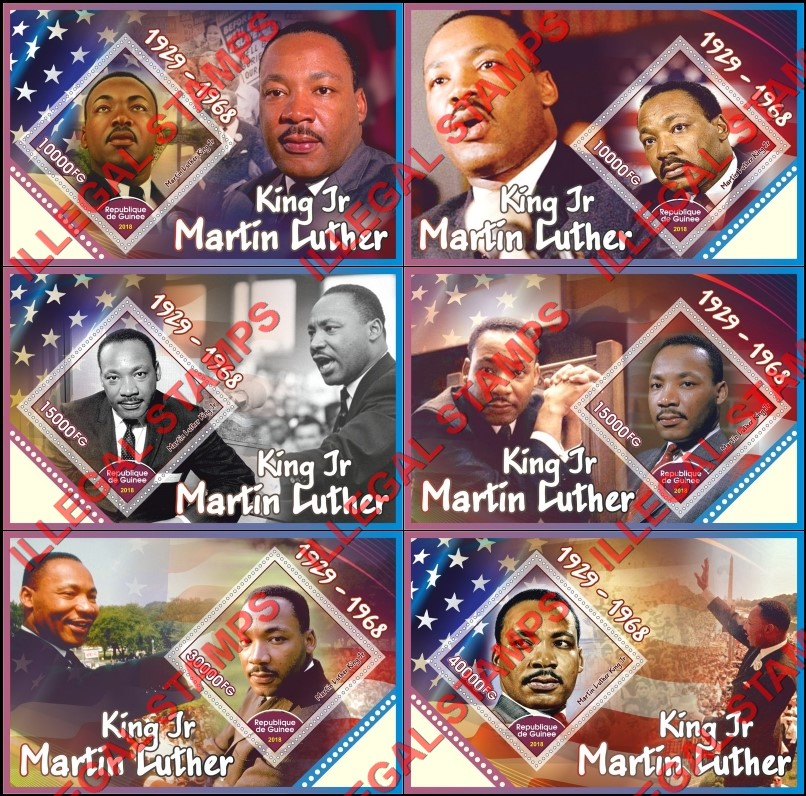 Guinea Republic 2018 Martin Luther King (different) Illegal Stamp Souvenir Sheets of 1