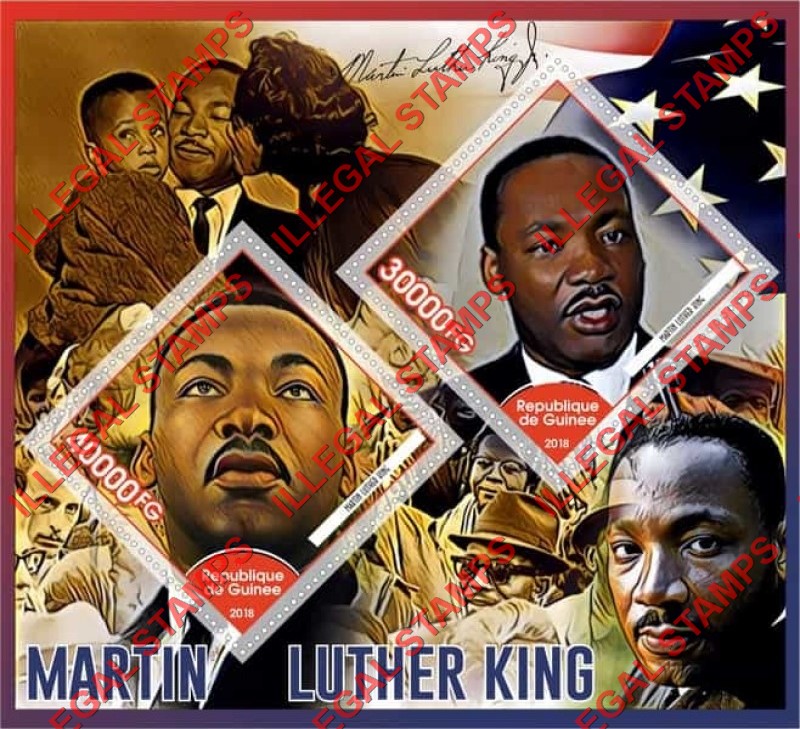 Guinea Republic 2018 Martin Luther King Illegal Stamp Souvenir Sheet of 2