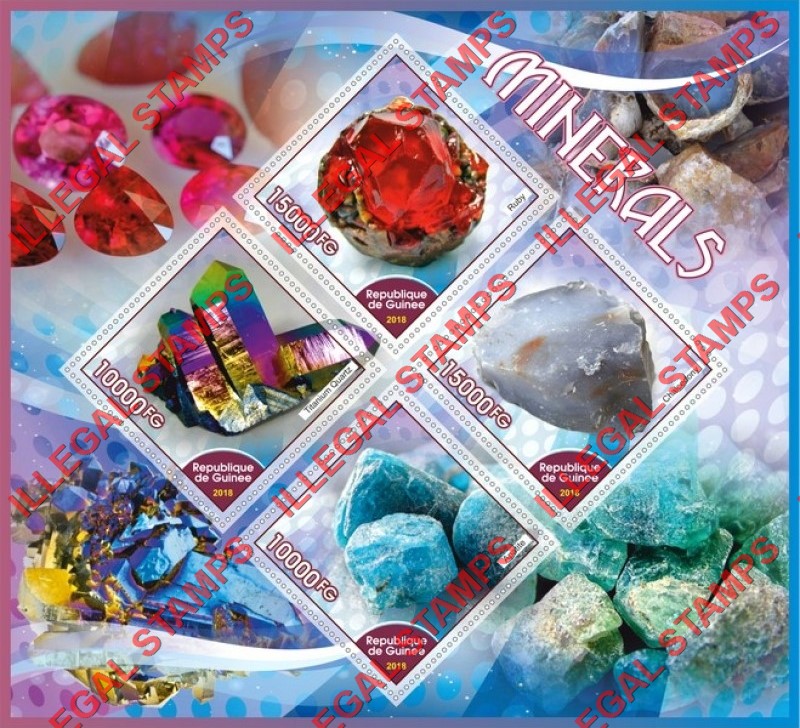 Guinea Republic 2018 Minerals Illegal Stamp Souvenir Sheet of 4
