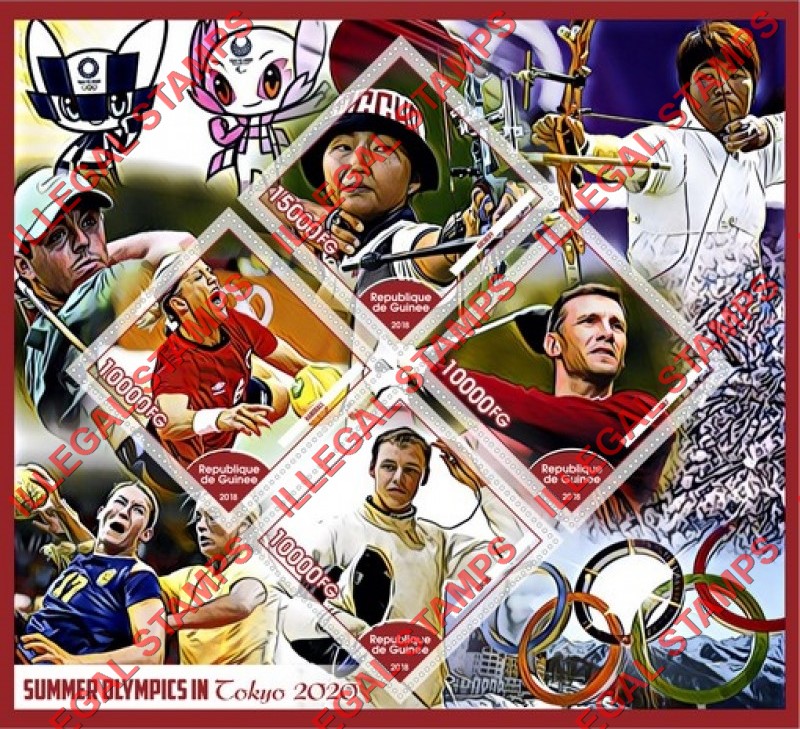 Guinea Republic 2018 Olympic Games in Tokyo in 2020 Illegal Stamp Souvenir Sheet of 4