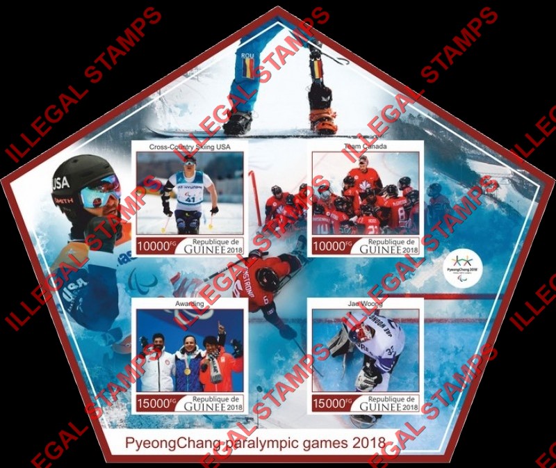 Guinea Republic 2018 Paralympic Games in PyeongChang Illegal Stamp Souvenir Sheet of 4