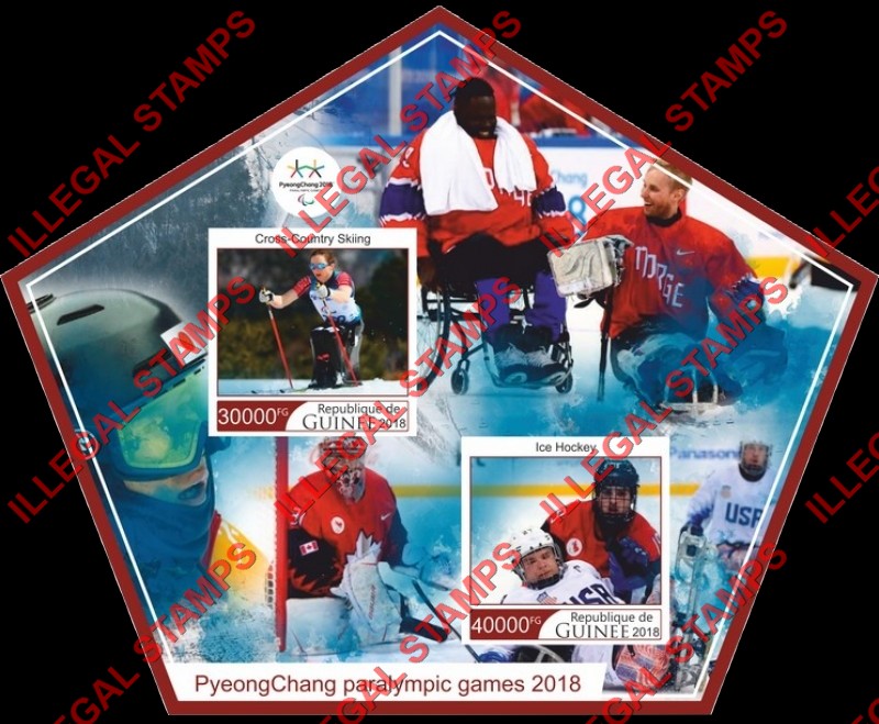 Guinea Republic 2018 Paralympic Games in PyeongChang Illegal Stamp Souvenir Sheet of 2