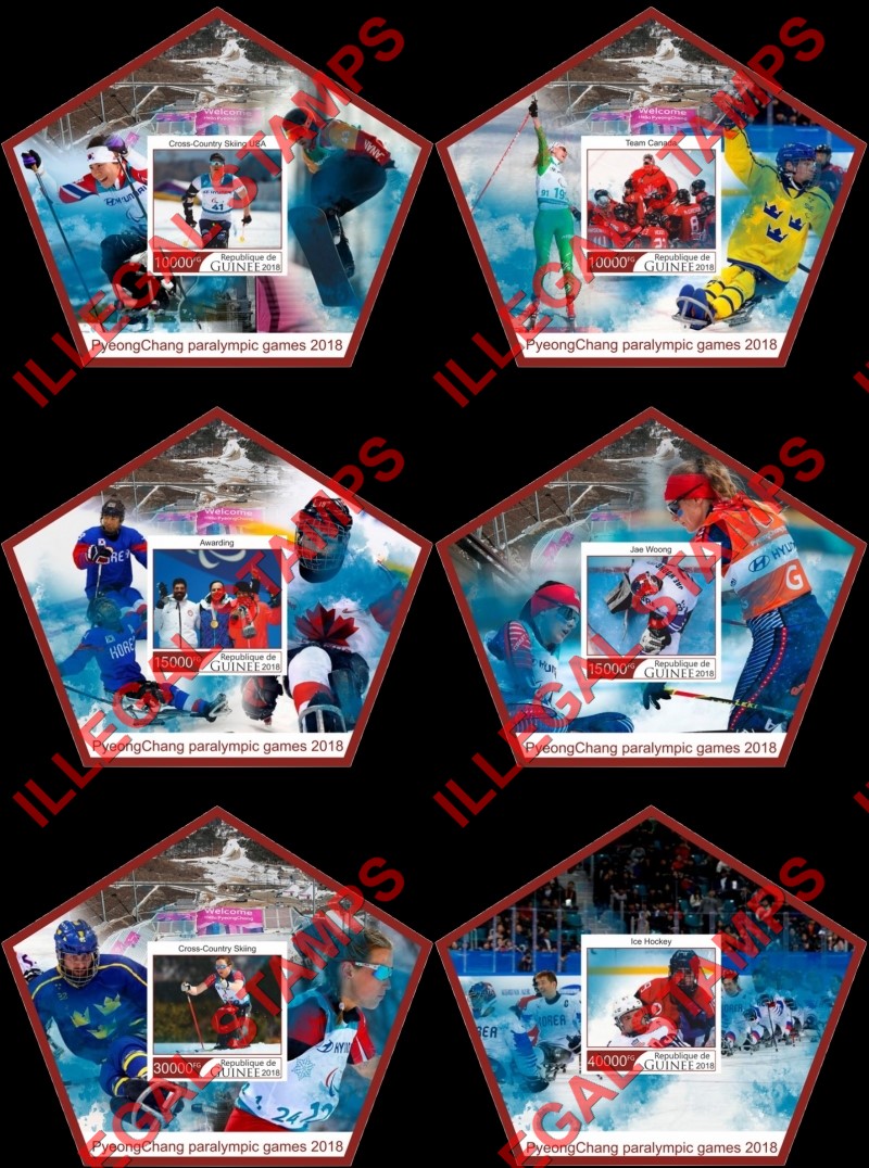 Guinea Republic 2018 Paralympic Games in PyeongChang Illegal Stamp Souvenir Sheets of 1