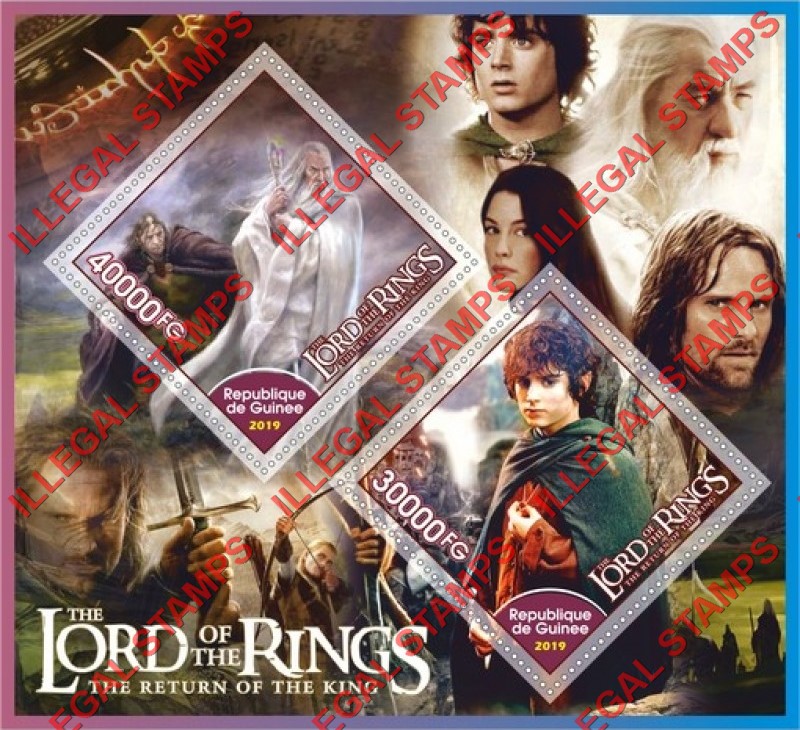 Guinea Republic 2019 Lord of the Rings Illegal Stamp Souvenir Sheet of 2