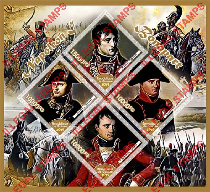 Guinea Republic 2019 Napoleon Bonaparte Illegal Stamp Souvenir Sheet of 4